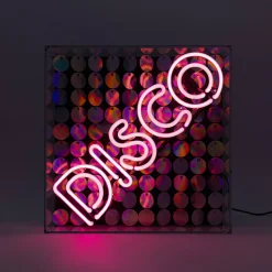 Acryl-Box Neon - Disco mit Pailletten Neon rosa | A189008