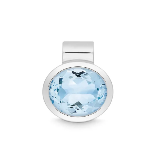 Anhänger oval Sterlingsilber 925 Blautopas behandelt | A145722
