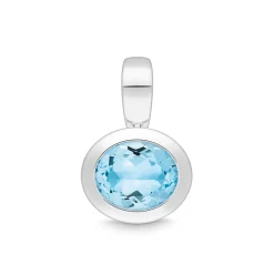 Anhänger oval Sterlingsilber 925 Blautopas | A146126