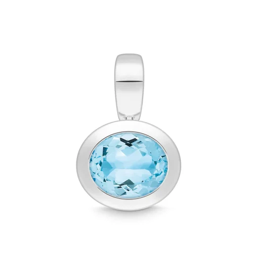 Anhänger oval Sterlingsilber 925 Blautopas | A146126