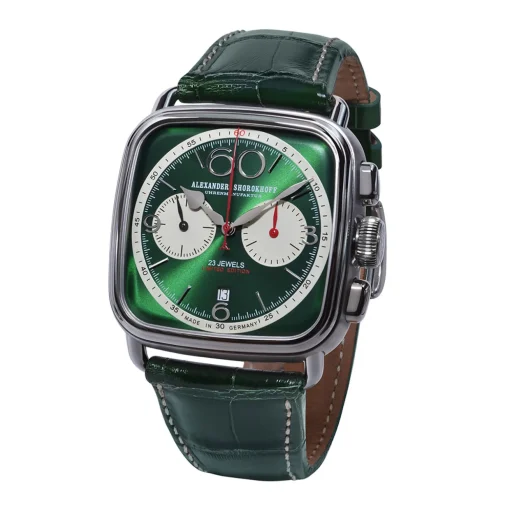 Armbanduhr Chronograph Handaufzug grün | A195422