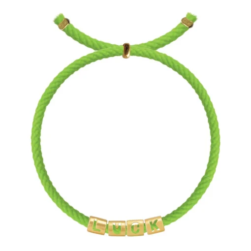 Buchstabenarmband LUCK vergoldet grün | A181288