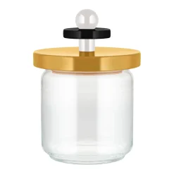 Dose 0,75 l/17 cm Glas/Lindenholz gelb | A100137