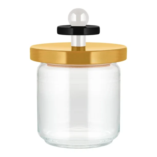 Dose 0,75 l/17 cm Glas/Lindenholz gelb | A100137