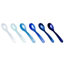 Eierlöffel-Set 6 Stück hellblau, aqua, blau, iris, ocean, marineblau | A124316