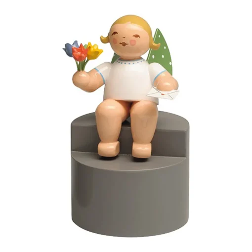 Engel mit Brief und Blume auf Podest | A142137