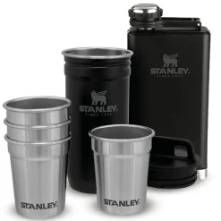 Flachmann 0,23 l mit Becherset schwarz | A179532