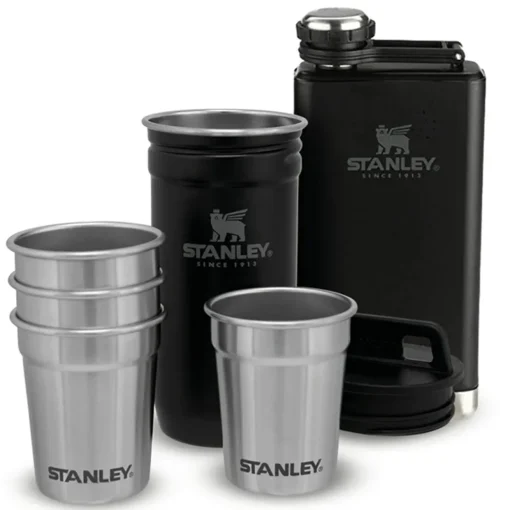 Flachmann 0,23 l mit Becherset schwarz | A179532