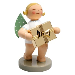 Gratulant Nr. 7 Engel mit Geschenk vergoldet | A138018