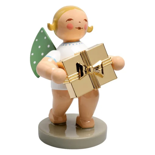 Gratulant Nr. 7 Engel mit Geschenk vergoldet | A138018