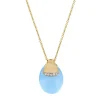 Halskette 750/- Gelbgold Diamanten 0,04 ct Aquamarin 12,5 ct | A177656