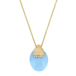 Halskette 750/- Gelbgold Diamanten 0,04 ct Aquamarin 12,5 ct | A177656
