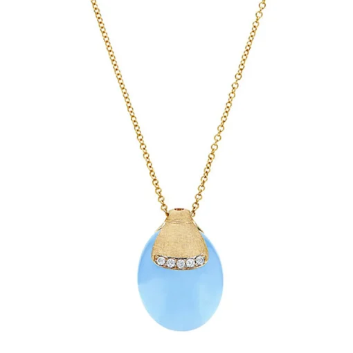 Halskette 750/- Gelbgold Diamanten 0,04 ct Aquamarin 12,5 ct | A177656