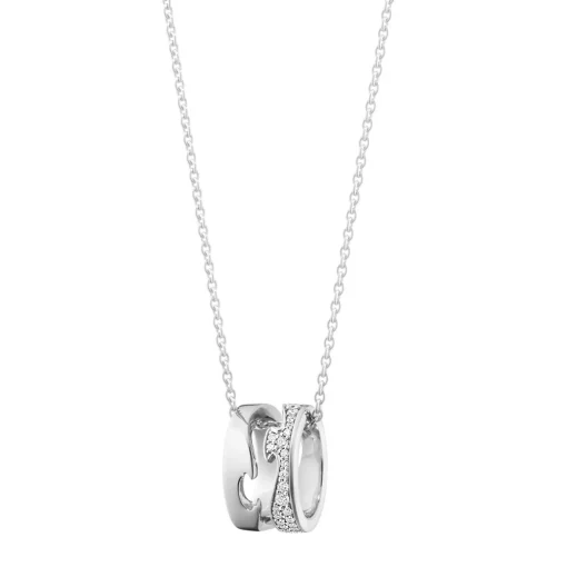 Halskette mit 2 Anhängern 45 cm mit Diamanten Weißgold | A117895