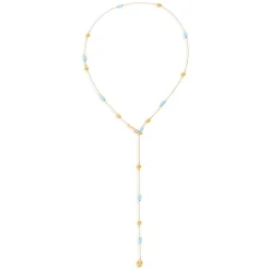 Halskette Soffio 750/- Gelbgold Diamanten 0,08 ct Aquamarin 6 ct | A177648