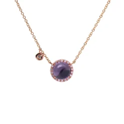 Kette mit Anhänger Roségold 750 Amethyst 1,5 ct Diamanten 0,08 ct G SI | A139972