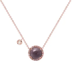 Kette mit Anhänger Roségold 750/- Rauchquarz 1,5 ct Diamanten 0,08 ct G SI | A139607