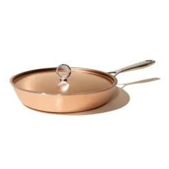 Kupferpfanne mit Deckel 28 cm unbeschichtet | A201819