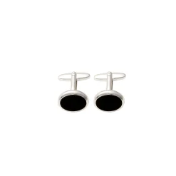 Manschettenknöpfe oval Onyx Sterlingsilber 925 | A171031