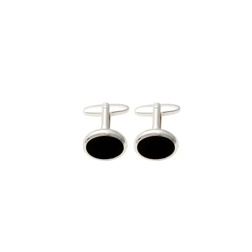 Manschettenknöpfe oval Onyx Sterlingsilber 925 | A171031