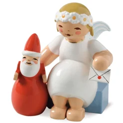 Margeritenengel sitzend mit Weihnachtsmann | A137288