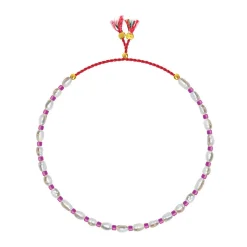 Mini-Süßwasserperlen- und Glasperlenarmband lila | A181253