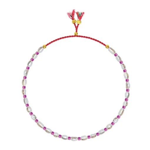Mini-Süßwasserperlen- und Glasperlenarmband lila | A181253