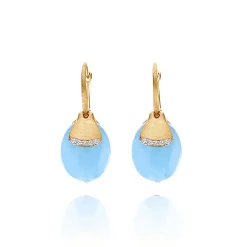Ohrhänger 750/- Gelbgold Diamanten 0,08 ct Aquamarin 25 ct | A177779