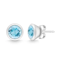 Ohrstecker Sterlingsilber 925 Blautopas behandelt | A145846
