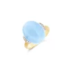 Ring 750/- Gelbgold Diamanten 0,066 ct Aquamarin 12,5 ct W55 | A177639