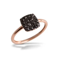 Ring eckig Roségold 750 schwarze Diamanten 0,32 ct W55 | A139708