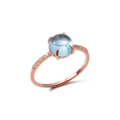 Ring Roségold 750/- Blautopas 1,90 ct Diamanten 0,05 ct G VS W56 | A139853