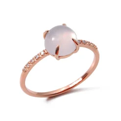 Ring Roségold 750/- Rosenquarz 1,5 ct Diamanten 0,05 ct G VS W55 | A139859