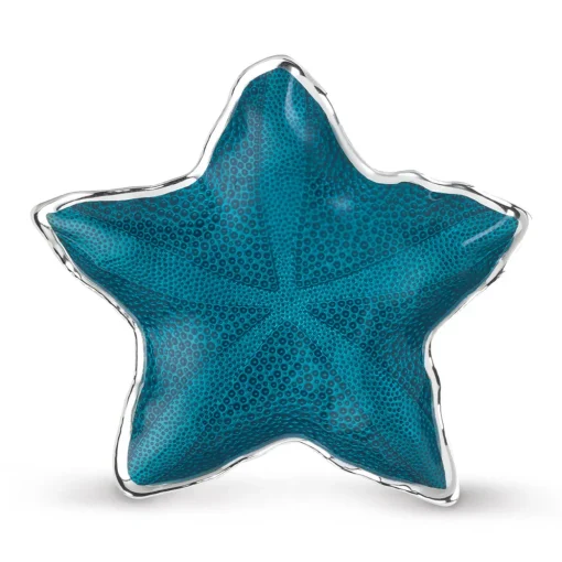 Schale Seestern 28 cm versilbert blau | A187108