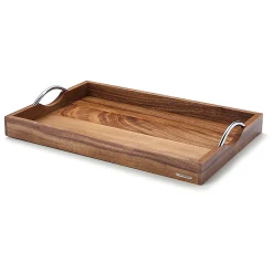 Tablett 53x36x5 cm Metallgriff Akazienholz | A158442