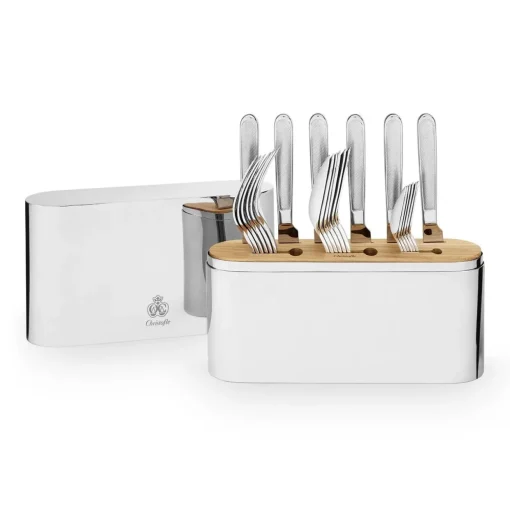 Tafelbesteck 24-tlg. mit Etui (Edelstahl-Zylinder oval) | A149449