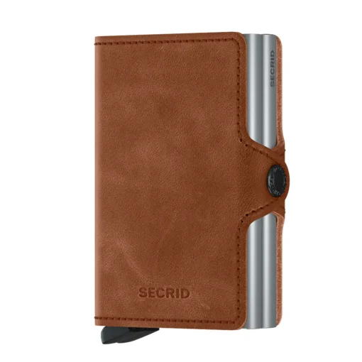 Twinwallet Vintage cognac silver | A133653
