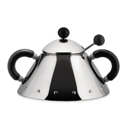 Zuckerdose m. Löffel 0,20 l Edelstahl/Harz schwarz | A107069