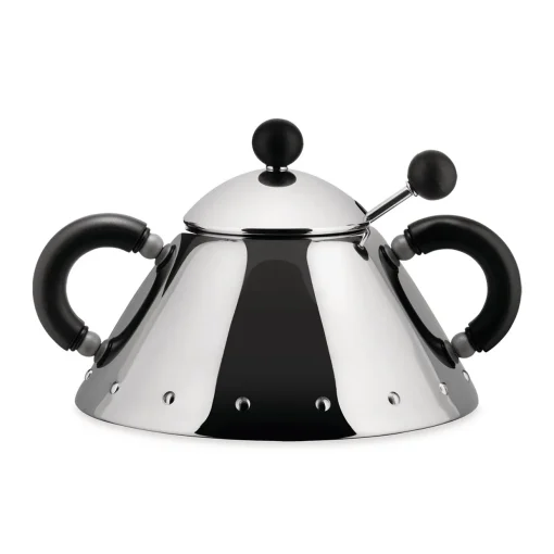 Zuckerdose m. Löffel 0,20 l Edelstahl/Harz schwarz | A107069